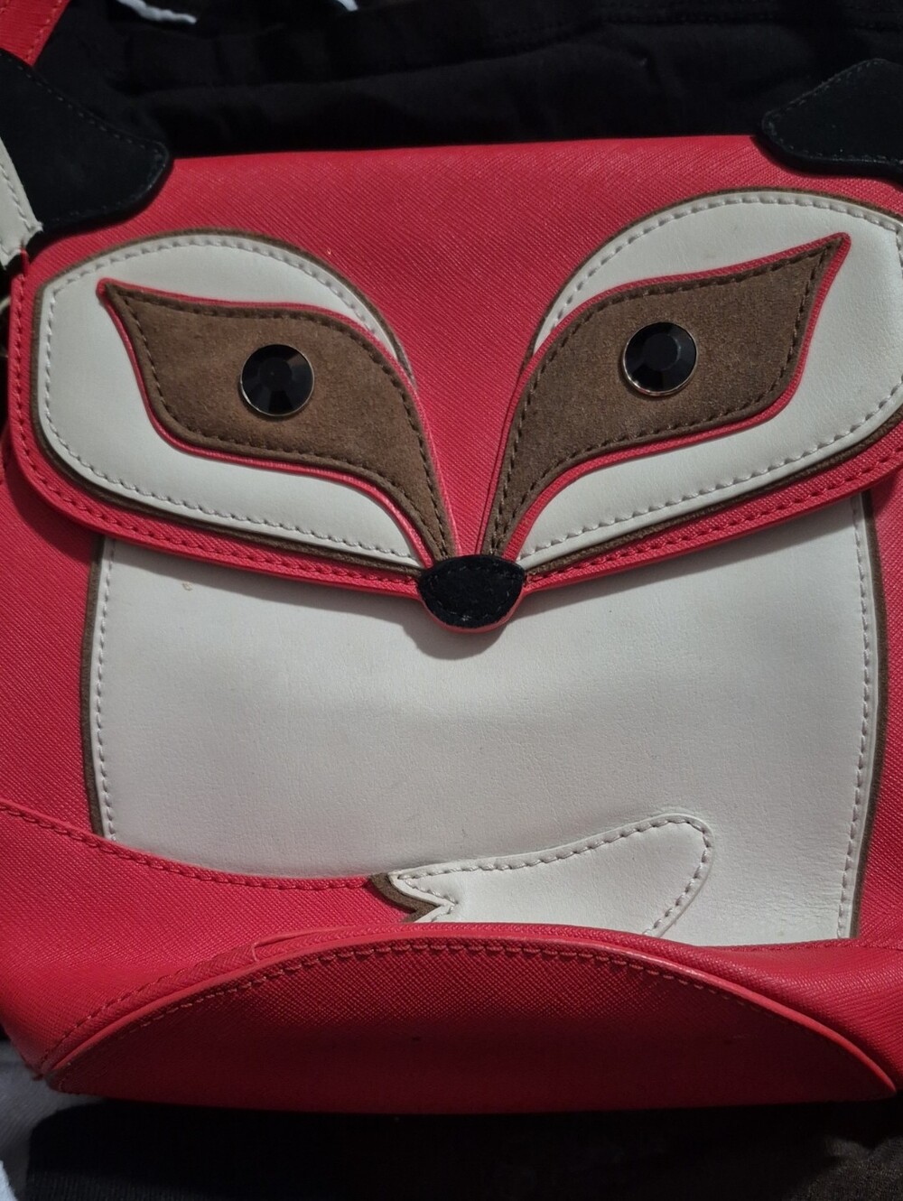 kate spade Red, White and Brown Fox Face Crossbody Bag